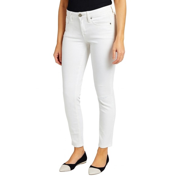 Old Navy Womens Skinny Mid-Rise White Distressed Jeans Size 0 - Picture 1 of 7